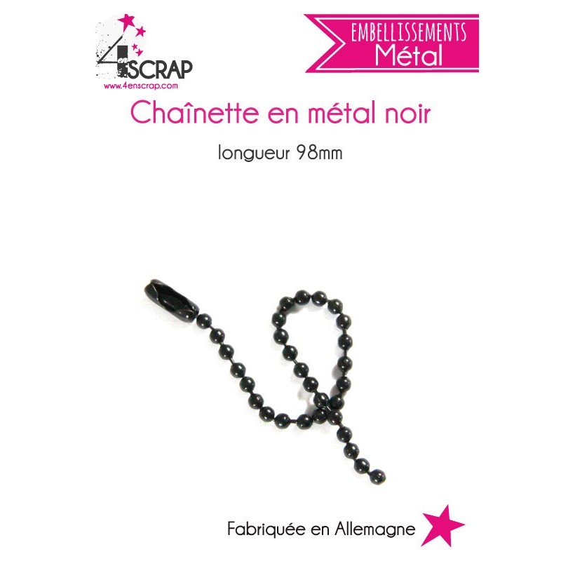 Embellissement Scrapbooking Carterie - Chaînette en métal noir Embellissement Scrapbooking Carterie - Chaînette en métal noir