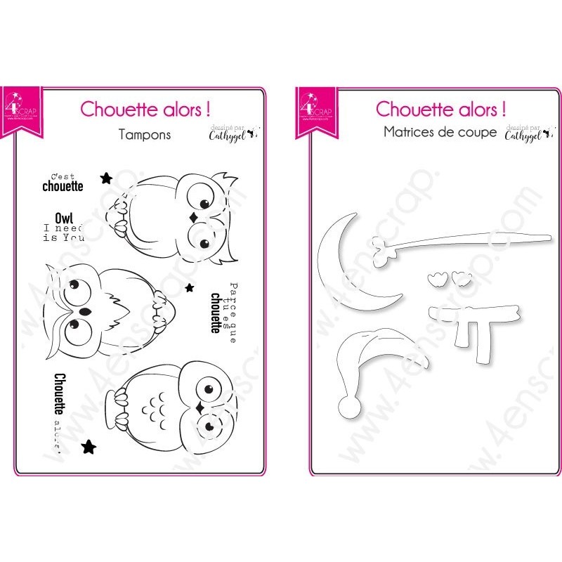 Tampon transparent matrice die Scrapbooking Carterie animaux - Chouette alors ! Tampon transparent matrice die Scrapbooking Carterie animaux - Chouette alors !