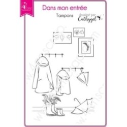 Tampon transparent Scrapbooking Carterie parapluie bottes manteau cadres - Dans mon entrée