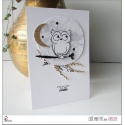 Carte parce que tu es chouette avec une jolie chouette devant la lune et des branchages Carte parce que tu es chouette avec une jolie chouette devant la lune et des branchages