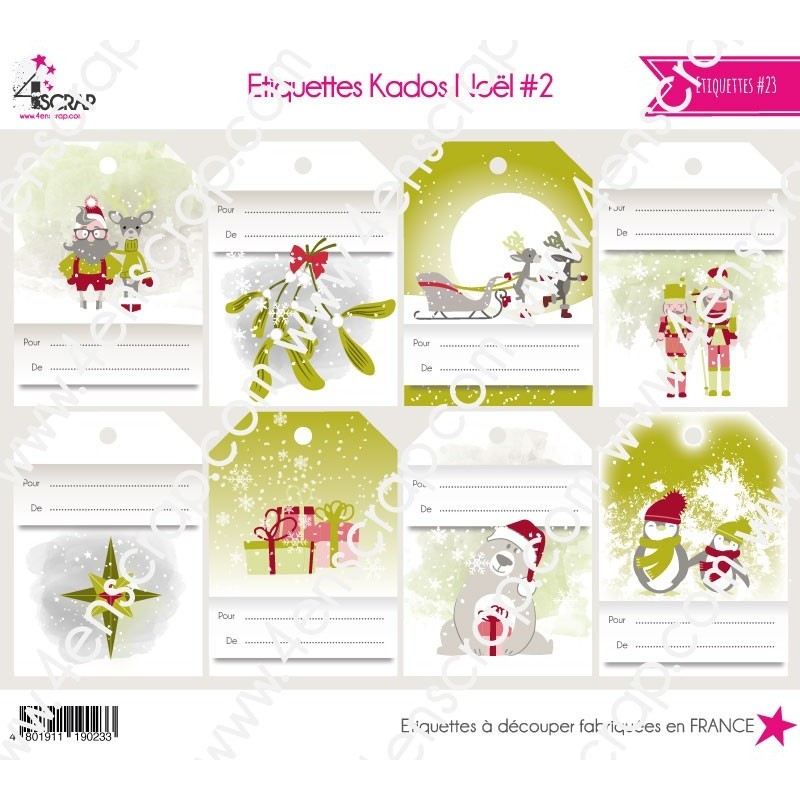 Etiquette à découper Scrapbooking Carterie - Etiquettes Kados Noël Etiquette à découper Scrapbooking Carterie - Etiquettes Kados Noël