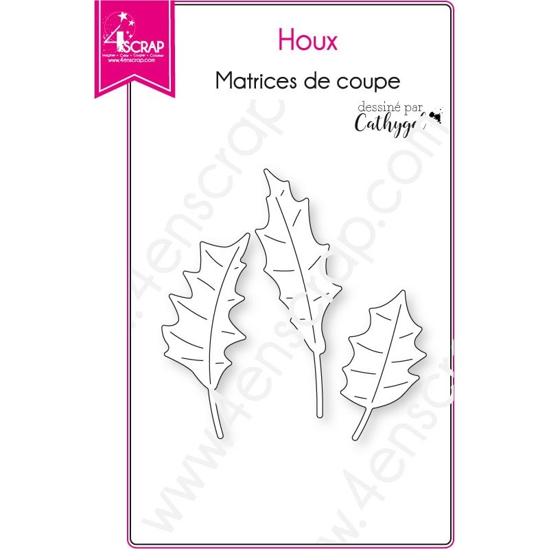 Matrice de coupe Scrapbooking Carterie feuille noël - Houx Matrice de coupe Scrapbooking Carterie feuille noël - Houx