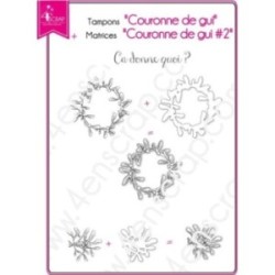 Tampon transparent Scrapbooking Carterie feuillage noël - Couronne de gui