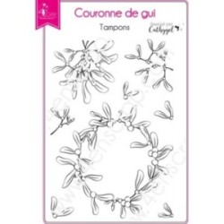 Tampon transparent Scrapbooking Carterie feuillage noël - Couronne de gui
