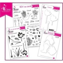 Tampon transparent matrice die Scrapbooking Carterie - Pack  "Au Jardin"