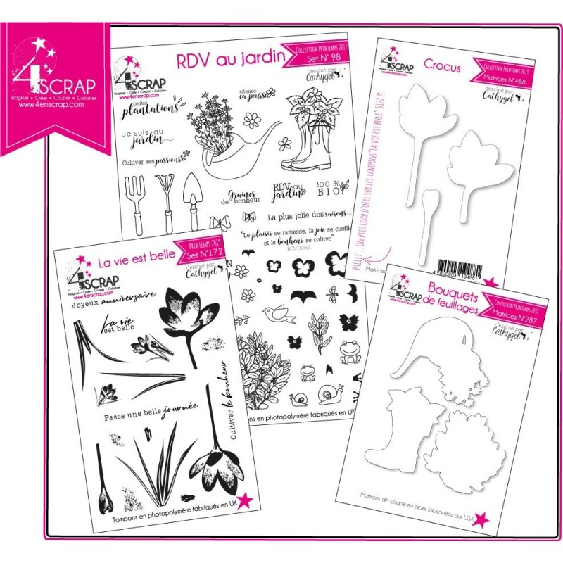Tampon transparent matrice die Scrapbooking Carterie - Pack "Au Jardin" Tampon transparent matrice die Scrapbooking Carterie - Pack "Au Jardin"