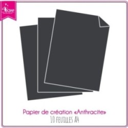 Pack Gris anthracite 10f A4 - Papier Uni Scrapbooking Carterie