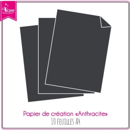 Papier Uni Scrapbooking Carterie - Poivre gris 10f A4
