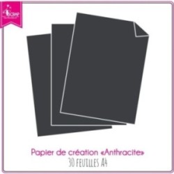 Pack Gris anthracite 30f A4 - Papier Uni Scrapbooking Carterie