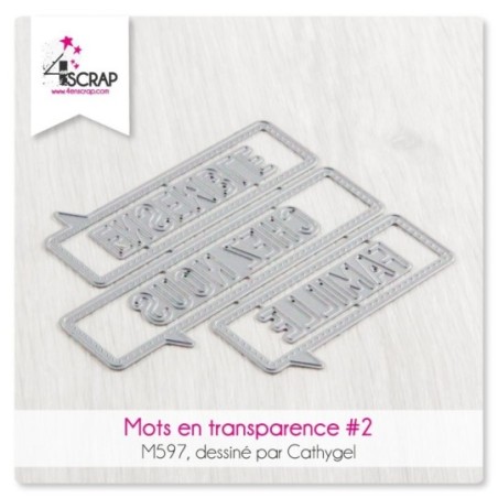 Matrice de coupe Scrapbooking Carterie famille cadre - Mots en transparence 2