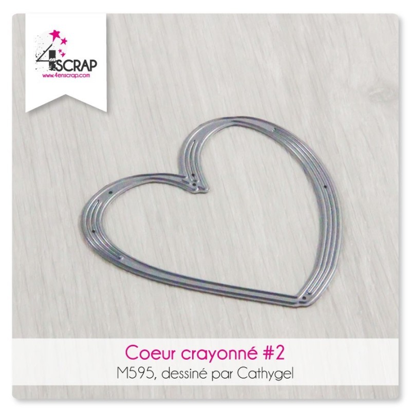 Matrice de coupe Scrapbooking Carterie amour - Coeur Crayonné 2 Matrice de coupe Scrapbooking Carterie amour - Coeur Crayonné 2