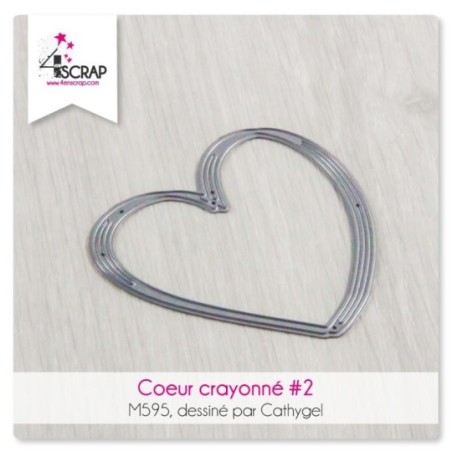 Matrice de coupe Scrapbooking Carterie amour - Coeur Crayonné 2