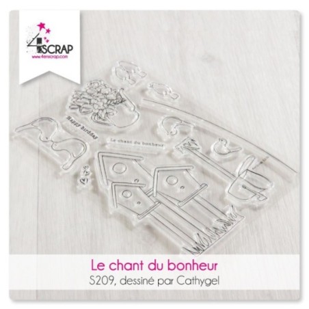Tampon transparent Scrapbooking Carterie nature oiseau - Le chant du bonheur