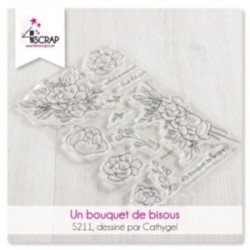 Tampon transparent Scrapbooking Carterie fleurs - un bouquet de bisous