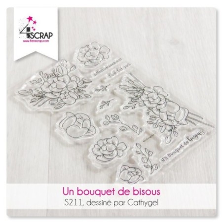 Tampon transparent Scrapbooking Carterie fleurs - un bouquet de bisous