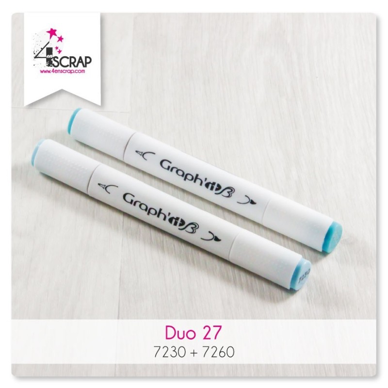Feutre Scrapbooking Carterie - Duo bleu 4 Graph'it Feutre Scrapbooking Carterie - Duo bleu 4 Graph'it