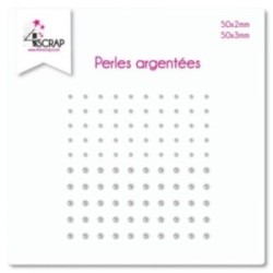 Embellissement Scrapbooking Carterie autocollant - Perles Argentées