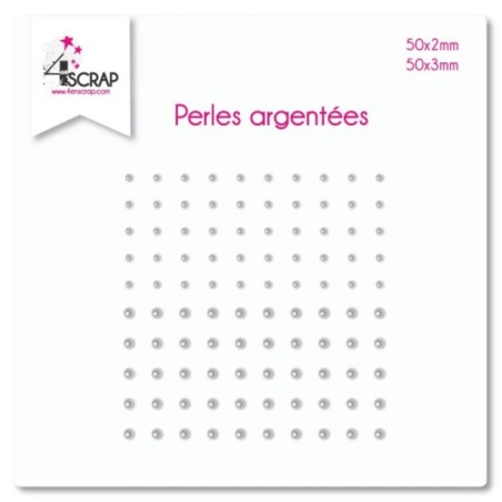 Embellissement Scrapbooking Carterie autocollant - Perles Argentées