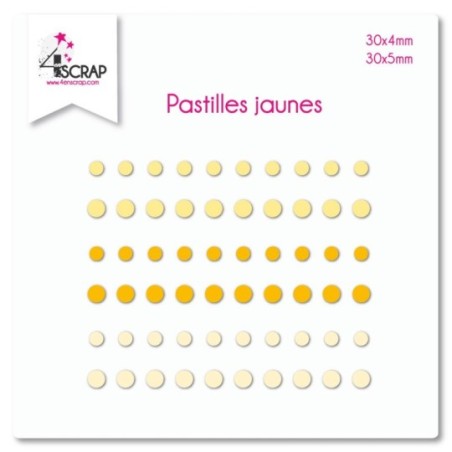 Embellissement Scrapbooking Carterie autocollant - Pastilles Jaunes