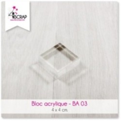 Bloc acrylique transparent 4 cm x 4 cm - Scrapbooking