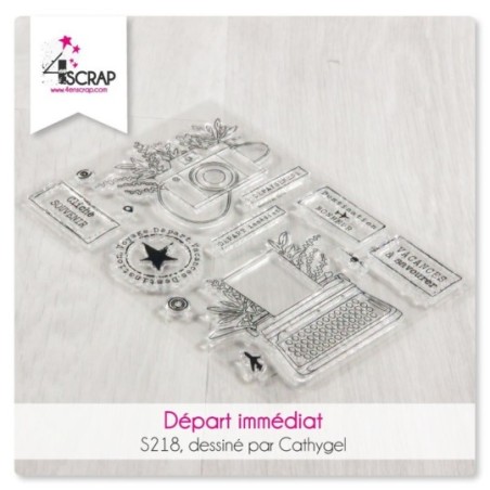 Tampon transparent Scrapbooking Carterie voyage - Départ immédiat