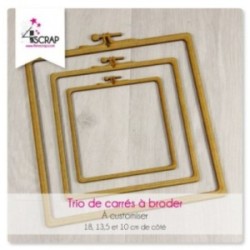 A customiser Scrapbooking Carterie - Trio de carrés "A broder"