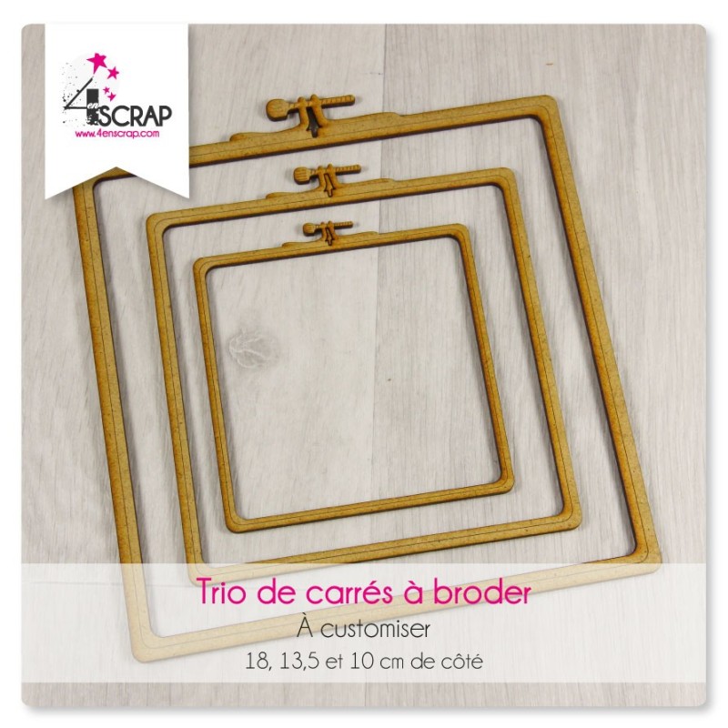 A customiser Scrapbooking Carterie - Trio de carrés "A broder" A customiser Scrapbooking Carterie - Trio de carrés "A broder"