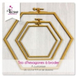 TRIO d'hexagones "A broder" - A customiser Scrapbooking Carterie