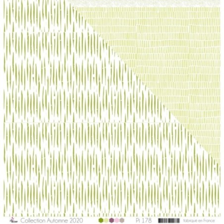 Papier imprimé Scrapbooking Carterie - "Tiges vertes sur fond blanc"
