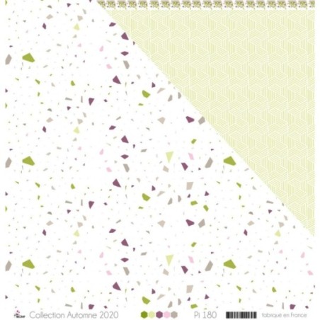 Papier imprimé Scrapbooking Carterie - "Motifs terrazzo de couleurs sur fond blanc "