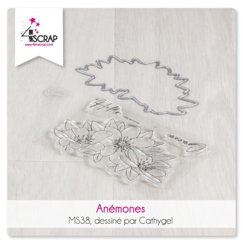 Tampon transparent matrice die Scrapbooking Carterie Fleurs - Anémones Tampon transparent matrice die Scrapbooking Carterie Fleurs - Anémones
