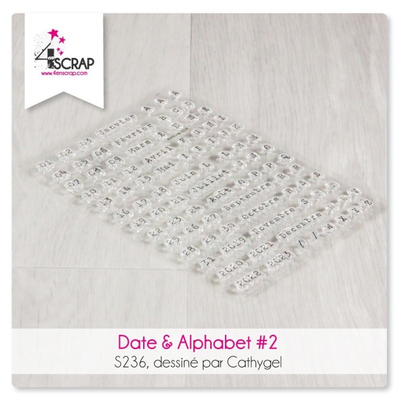 Tampon transparent Scrapbooking Carterie mot chiffre - Date & Alphabet 2 Tampon transparent Scrapbooking Carterie mot chiffre - Date & Alphabet 2