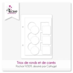 Pochoir Scrapbooking Carterie cercle - Trios de ronds et de carrés