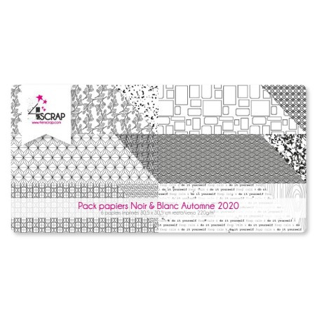 Pack Papier Imprimé Scrapbooking Carterie - Automne noir & blanc 2020