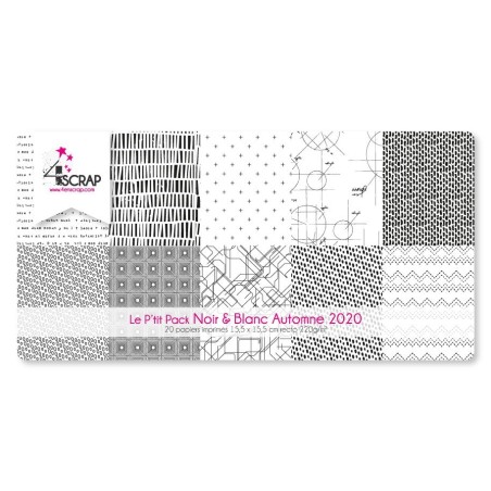Pack Papier Imprimé Scrapbooking Carterie - Automne 2020 le P'tit Pack noir & blanc
