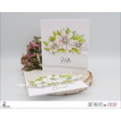 Carte Hello avec trio de fleurs et feuilles d'anémone