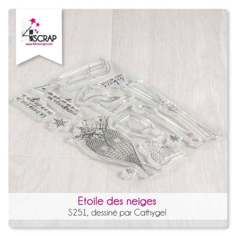 Tampon transparent Scrapbooking Carterie - Etoiles des neiges Tampon transparent Scrapbooking Carterie - Etoiles des neiges