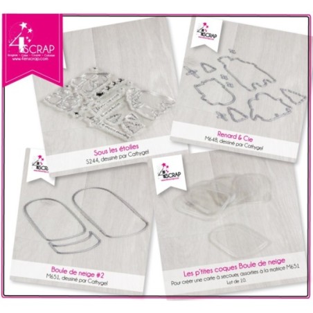 Tampon transparent matrice die Scrapbooking Carterie - Pack "Boule à neige"