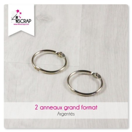 Embellissement Scrapbooking - Lot de 2 anneaux métalliques argentés grand format