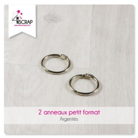 Embellissement Scrapbooking - Lot de 2 anneaux métalliques argentés petit format