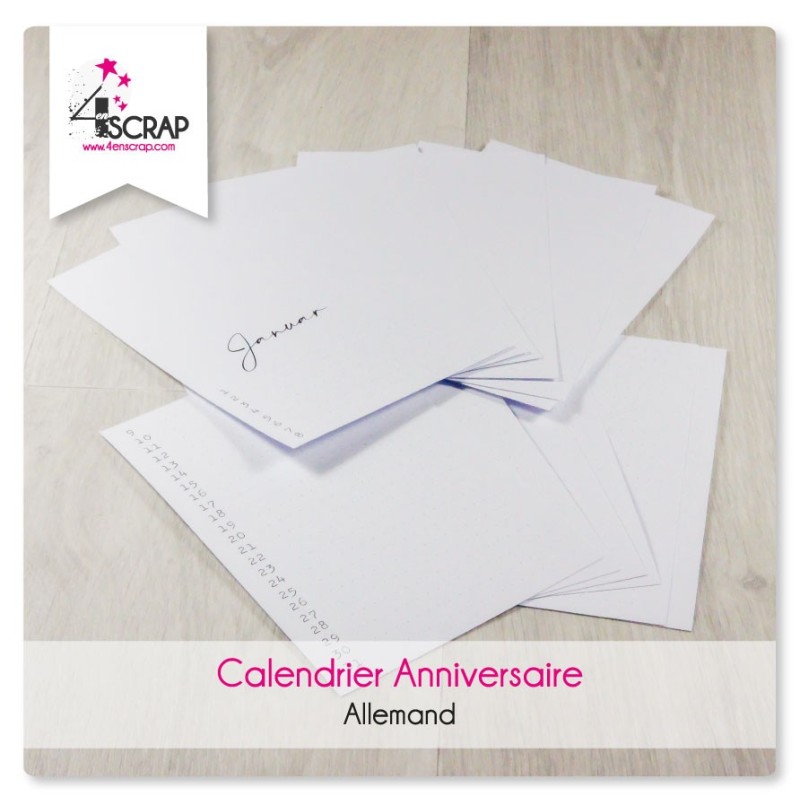 A customiser Scrapbooking Carterie - Calendrier d'anniversaire allemand A customiser Scrapbooking Carterie - Calendrier d'anniversaire allemand
