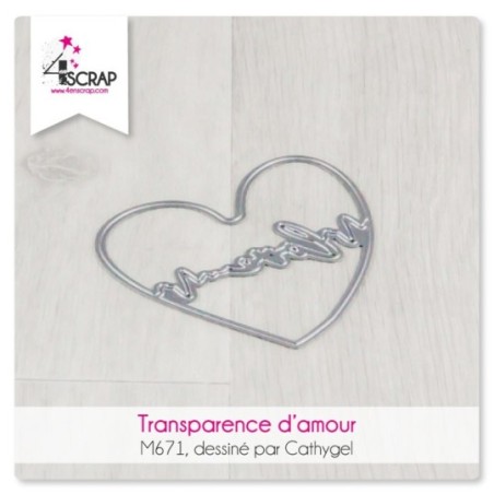 Matrice de coupe Scrapbooking carterie mot coeur - Transparence d'amour