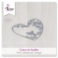 Matrice de coupe Scrapbooking carterie amour nature - Coeur en feuilles