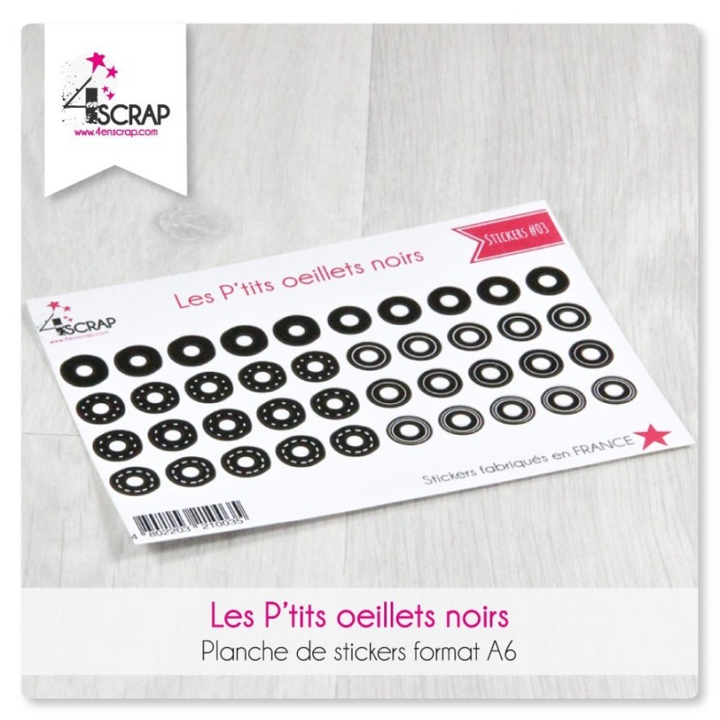 Stickers Scrapbooking Carterie - Les P'tits oeillets noirs Stickers Scrapbooking Carterie - Les P'tits oeillets noirs