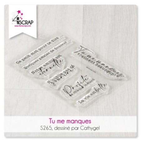 Tampon transparent Scrapbooking Carterie mots - Tu me manques