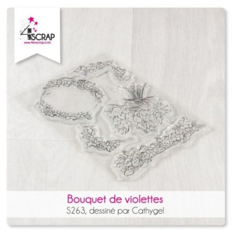 Tampon transparent Scrapbooking Carterie fleurs - Bouquet de violettes