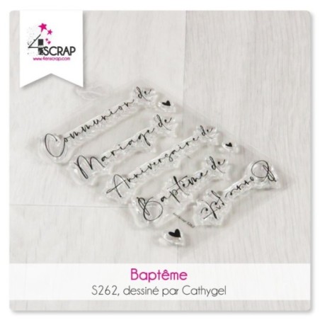 Tampon transparent Scrapbooking Carterie mots - Baptême