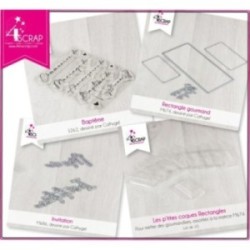 Tampon transparent matrice die Scrapbooking Carterie - Pack "Rectangle gourmand"