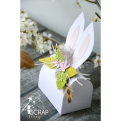 Boite à offrir en forme de boite aux lettre américaine avec des oreilles de lapin, des fleurs, des feuilles et des branches
