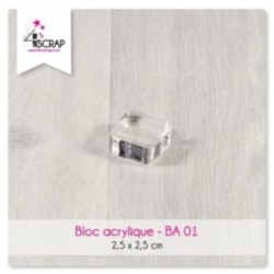 Bloc acrylique transparent 2,5 cm x 2,5 cm - Scrapbooking